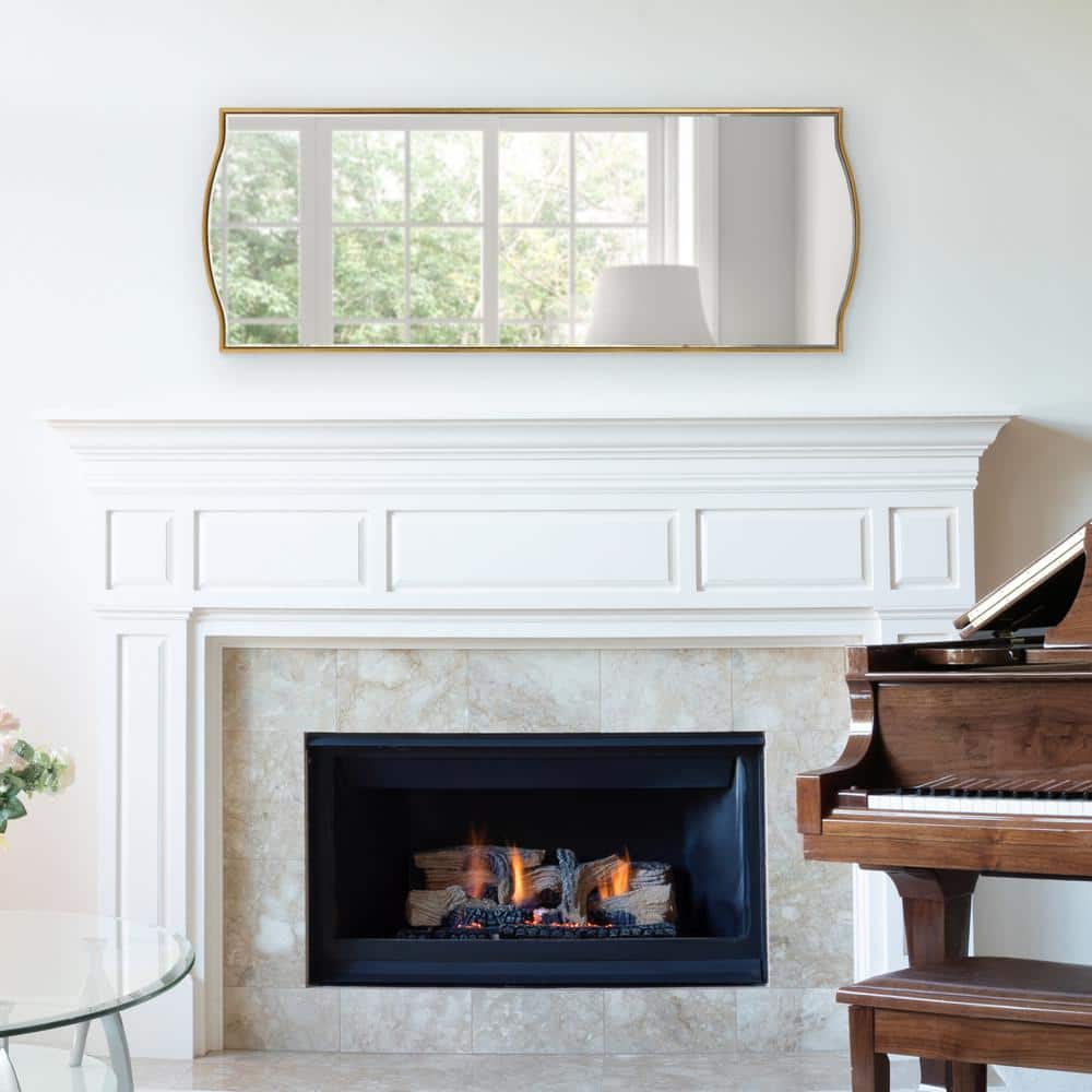 Elegant Gold Framed Full-Length Wooden Wall Mirror, 18x48