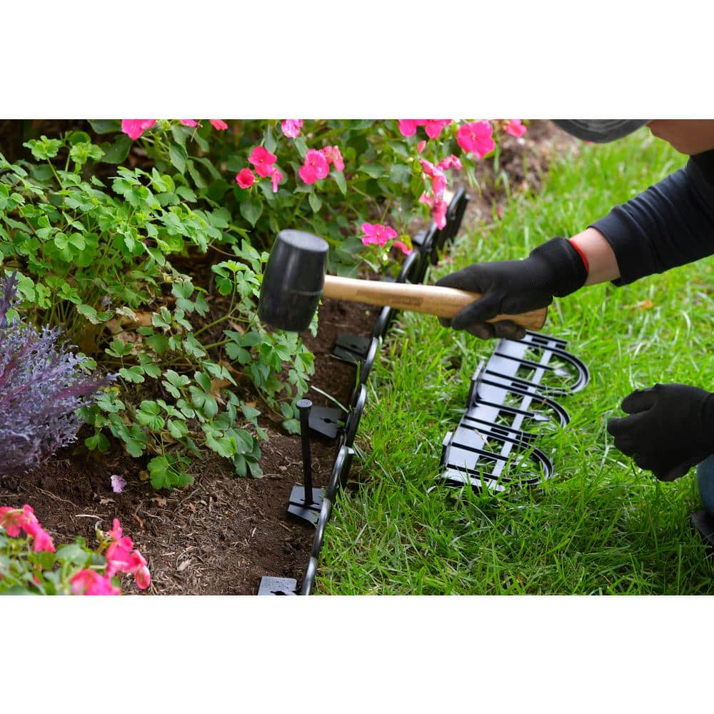 15-Foot Black Plastic Wrought Iron-Look No-Dig Landscape Edging Kit