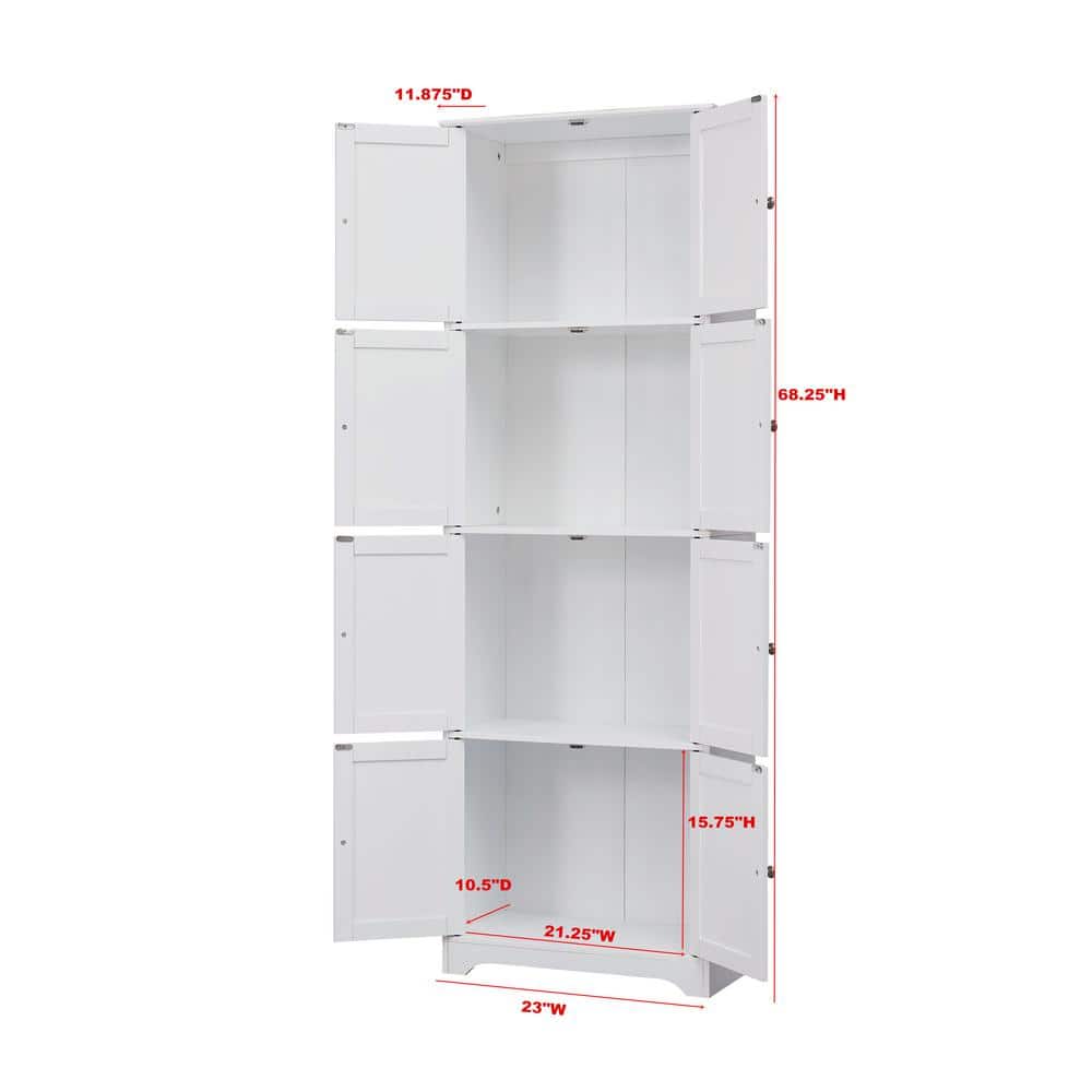 White 68" Tall Office Cabinet with Adjustable Shelving