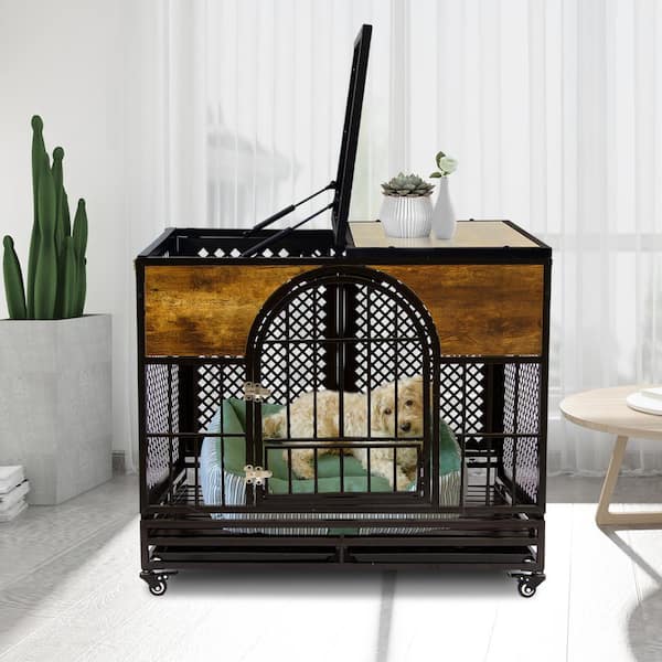 42 Heavy-Duty Dog Crate Furniture with 360° Lockable Wheels