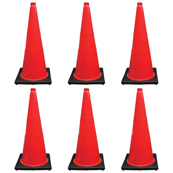 28 in. Orange Traffic Cone with Black Base 7 lbs. (6-Pack)