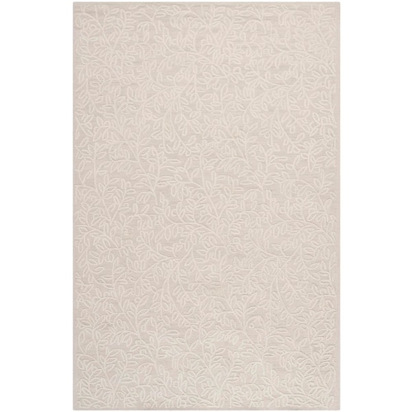 Martha Stewart 4 ft. x 6 ft. Snowberry Solid Color Floral Area Rug