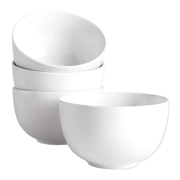 30 fl. oz. White Ceramic Large 5.8 in. Deep Soup Bowls Cereal Bowls for Kitchen, Bowls for Cereal Soup Oatmeal Set of 4