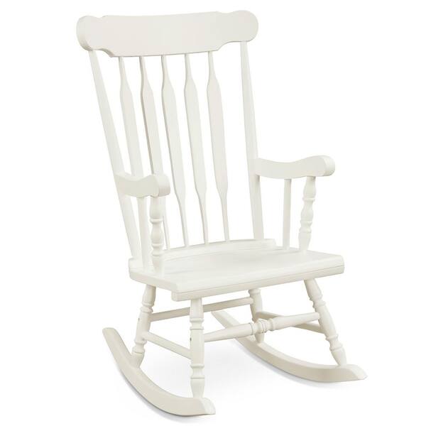 Costway White Wood Indoor Outdoor Rocking Chair Rocker QD 64 A4 A92IT The Home Depot