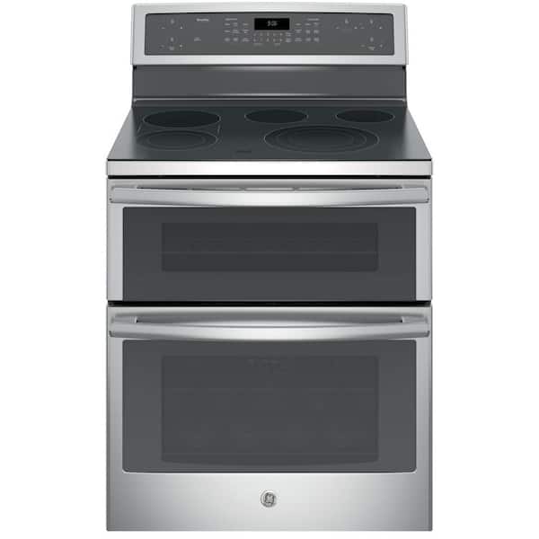 GE Profile 6.6 cu. ft. Double Oven Electric Range with Self-Cleaning and Convection Lower Oven in Stainless Steel