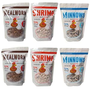 10 oz. Poultry Protein-Rich Snack from Mealworm/Minnow/Shrimp Multi-Pk 100% Natural - No Additives, Preservatives (6-Bg)