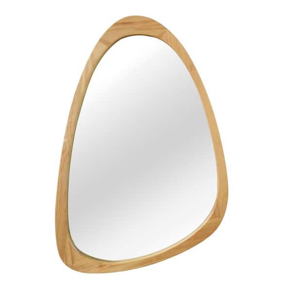 Yellow oak 24 in W x 36 in. H Irregular Wood Framed Mirror