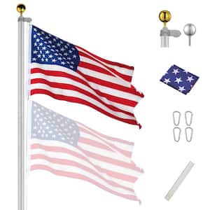 30 ft. Aluminum Telescopic Flag Pole Kit Flagpole 3 in. x 5 in. US Flag and Ball Top for Commercial Residential Outdoor