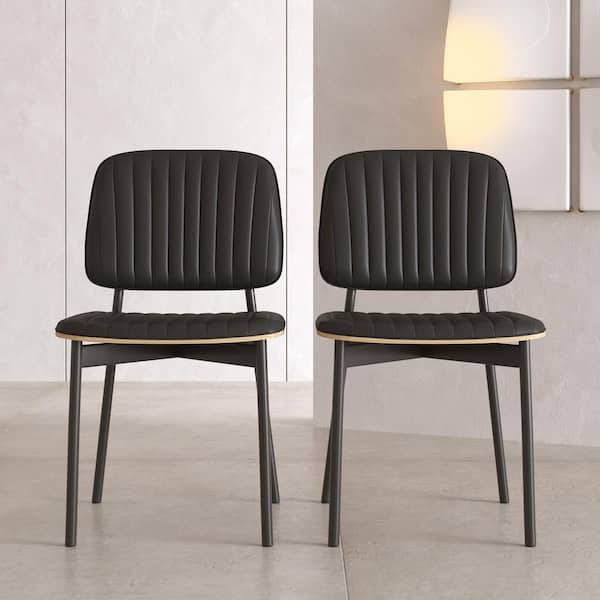 Black Microfiber Armless Chair