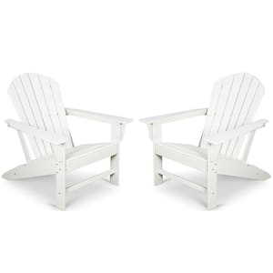 Classic White Composite of Adirondack Chair with Side Table (Set of 2)