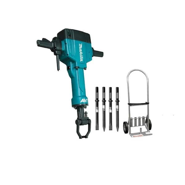 Makita 15 Amp 1-1/8 in. Hex Corded 70 lb. AVT Breaker Hammer with Anti-Vibration Technology, Cart and (4) Bits