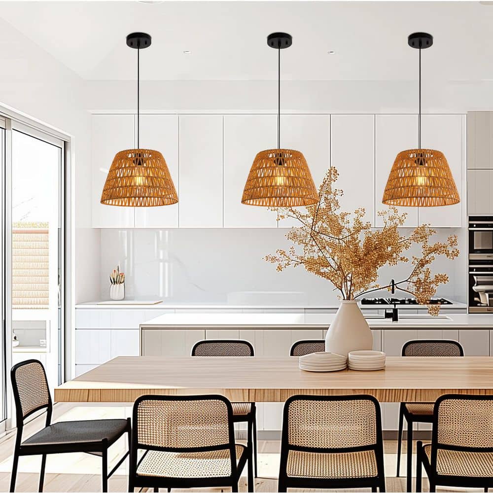 シーリングライト・天井照明 BRID RATTAN PENDANT LAMP Briignite 1-Light Modern Brown Woven Rattan Pendant Lights