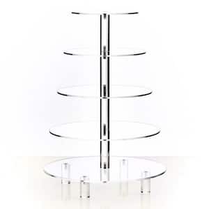 5 Tier Clear Acrylic Cupcake Stand 5 mm Base, Elegant Display for Cakes, Pastries, Weddings