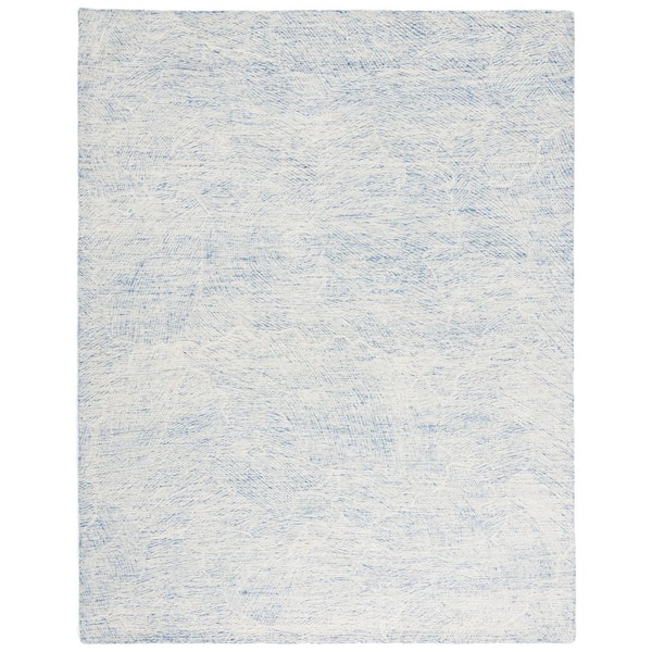 Metro Blue/Ivory 11 ft. x 15 ft. Solid Color Abstract Area Rug