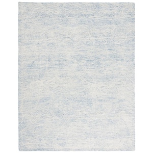 Metro Blue/Ivory 8 ft. x 10 ft. Solid Color Abstract Area Rug