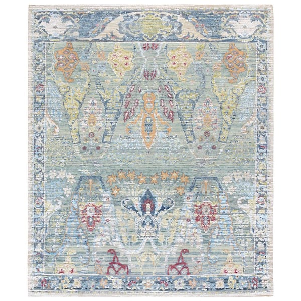 Jewel 8 ft. x 10 ft. Blue/Beige Distressed Area Rug