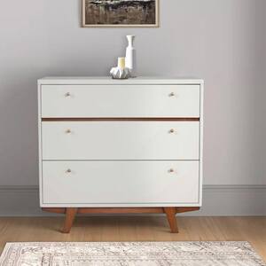 18 in. White and Brown 3-Drawer Wooden Chest of Drawers