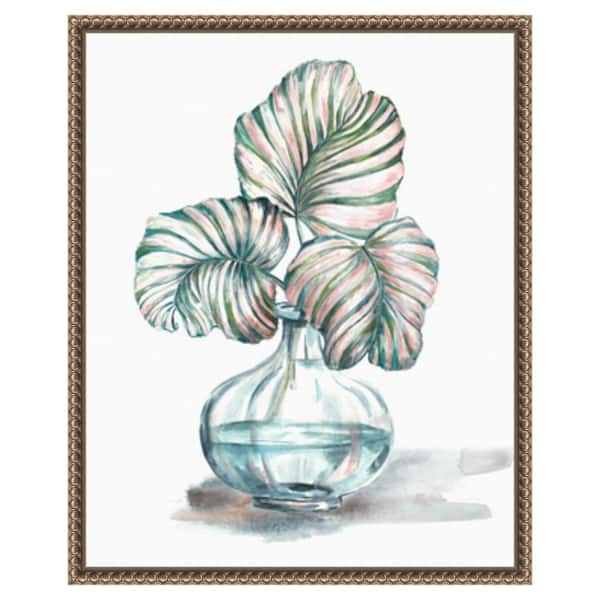 Amanti Art Island Tropics Frond in Bottle IV by Tre Sorelle Studios 16 in. W x 20 in. H. Canvas Wall Art Print Framed in Bronze