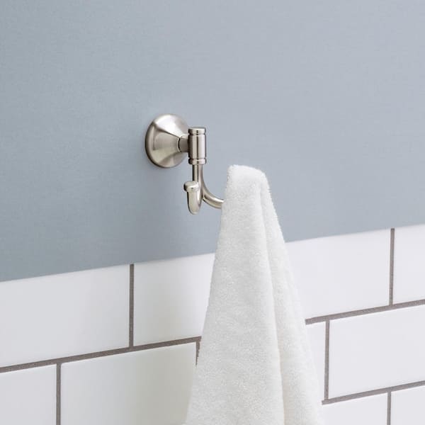 Foundations Design Series J-Hook Robe Hook in SpotShield Brushed Nickel