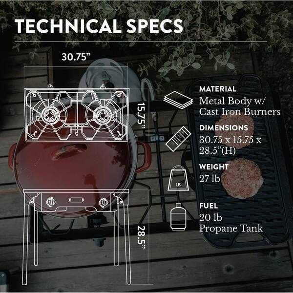 Afoxsos 20,000 BTUs Portable Propane Camp Stove with 2 Burners for Car  Camping, Tailgating, BBQ & Picnics HDDB1054 - The Home Depot