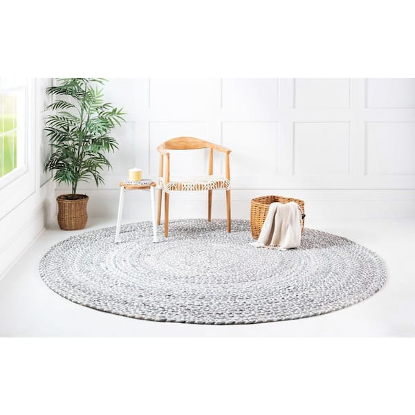 Extra Large Braided Chindi Round Rugs, Dining Room Area Carpet, 5 Feet  Round Office Floor Rug 