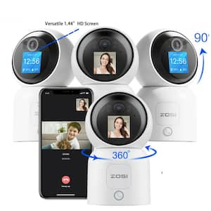 Wired 2.5K 4MP Plug-in Indoor Smart Home Security Camera, 360° PT Baby/Pet Monitor, 1-Touch Call, 2-Way Video - 4-Pack