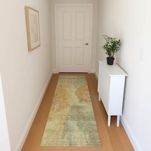 Mayfield Premium Machine Washable Abstract AMF1632 Aloe 2 ft. 3 in. x 7 ft. 6 in. Runner Rug