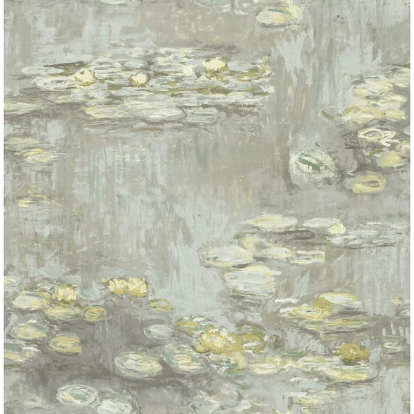 Seabrook Designs Lily Pads Metallic Silver, Smoke, and Gold Paper Strippable Roll (Covers 56.05 sq. ft.)
