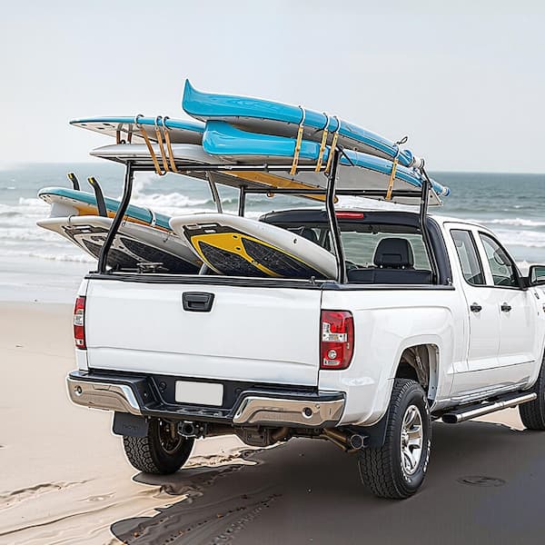 Truck Ladder Rack, 49-73 in. Width, Extendable Steel Cargo Rack, 800 lbs. Capacity, For Canoes, Ladders & Large Cargo