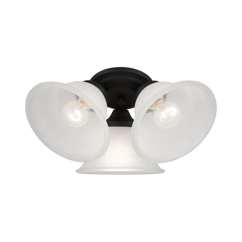Wynnewood Black Glass 3-Light Flush Mount Ceiling Fixture
