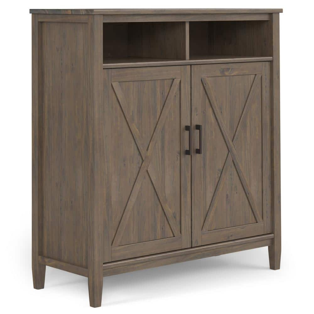 Simpli Home Ela Solid Wood 39 in. Wide Transitional Medium Storage Cabinet  in Smoky Brown AXCELA15-SMB - The Home Depot