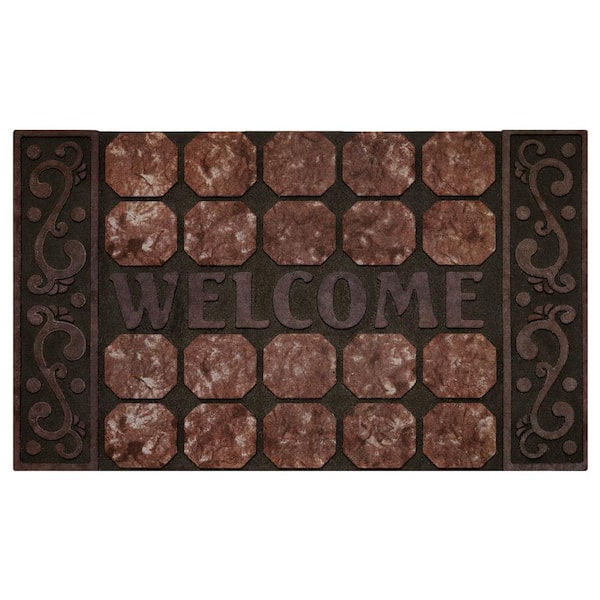 ACHIM Octagon Squares 18 in. x 30 in. Raised Rubber Door Mat
