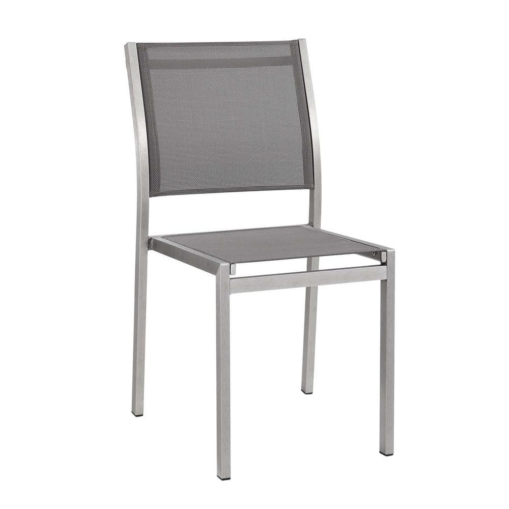 Silver Gray Aluminum Mesh Outdoor Dining Chair