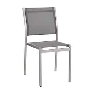 Shore Patio Aluminum Outdoor Dining Chair in Silver Gray