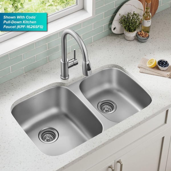 Premier Undermount Stainless Steel 32 in. 60/40 Double Bowl Kitchen Sink Premier Undermount Stainless Steel 32 in. 60/40 Double Bowl Kitchen Sink