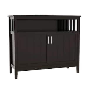 Dark Brown Buffet Cabinet with Storage Kitchen Dining Room Sideboard with Adjustable Shelf