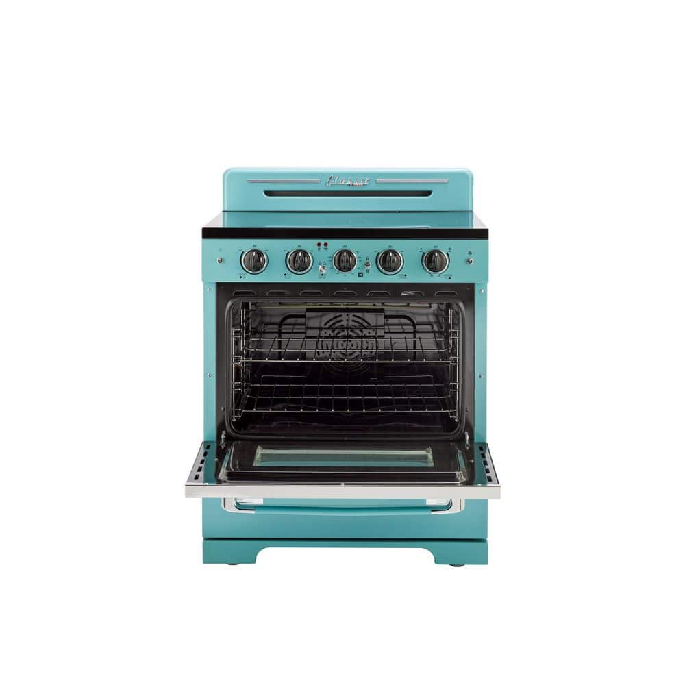 Ocean Mist Turquoise 30" Retro Freestanding Electric Range with Convection Oven