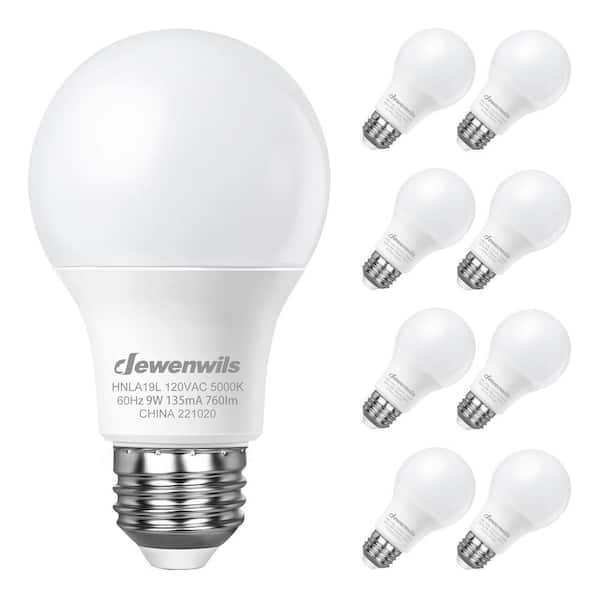 60-Watt Equivalent A19 Non-Dimmable E26 Medium LED Light Bulb, 5000K Daylight Cool White (8-Pack)