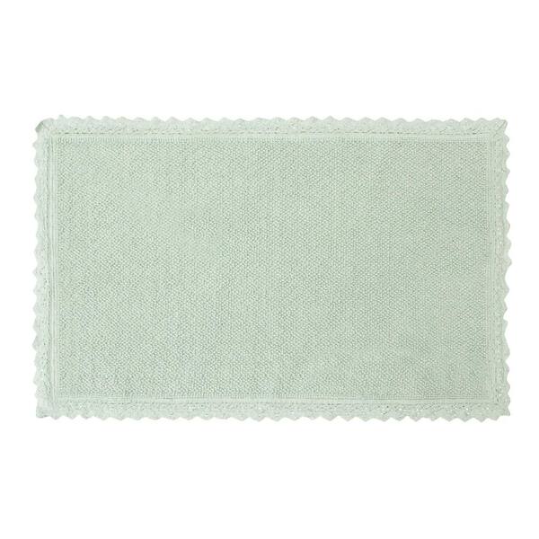 Laura Ashley Reversible Crochet Beaded 17 in. x 24 in. Bath Rug, Aqua