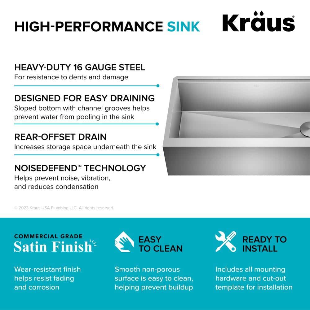 36-Inch Stainless Steel Farmhouse Single Bowl Kitchen Sink with Accessories