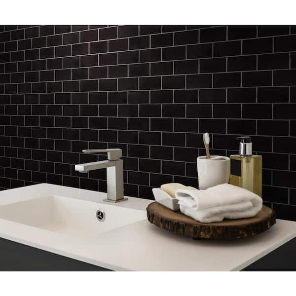 ★nErO★ MSI Nero Subway 11.22 in. x 11.47 in. x 6mm Glossy Ceramic Mesh