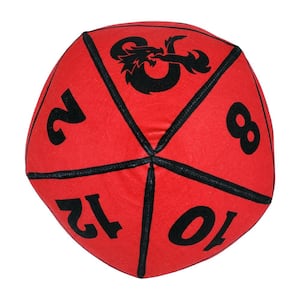 Dungeons and Drag Red D20 Dice Multi-Color Travel Cloud Pillow