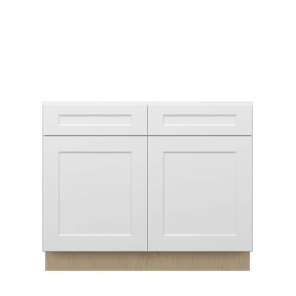 Unbranded Norfolk Shaker 42 in. W x 34.5 in. H x 24 in. D in Painted White Plywood Assembled Sink Base Cabinet