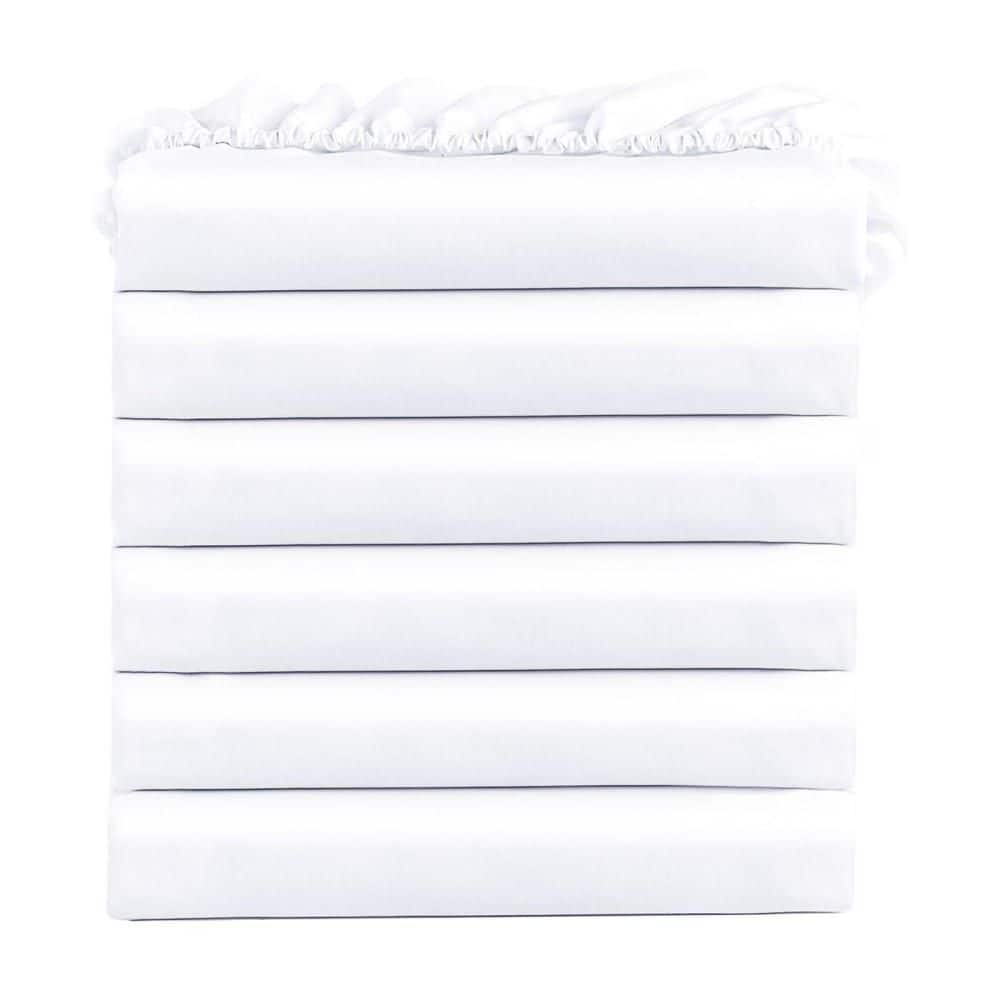39 in. x 75 in. 6-Piece Twin Bed Fitted Sheet, Deep Pocket Microfiber Bedding with Full Surround Elastic in White price history on PriceWatchPro