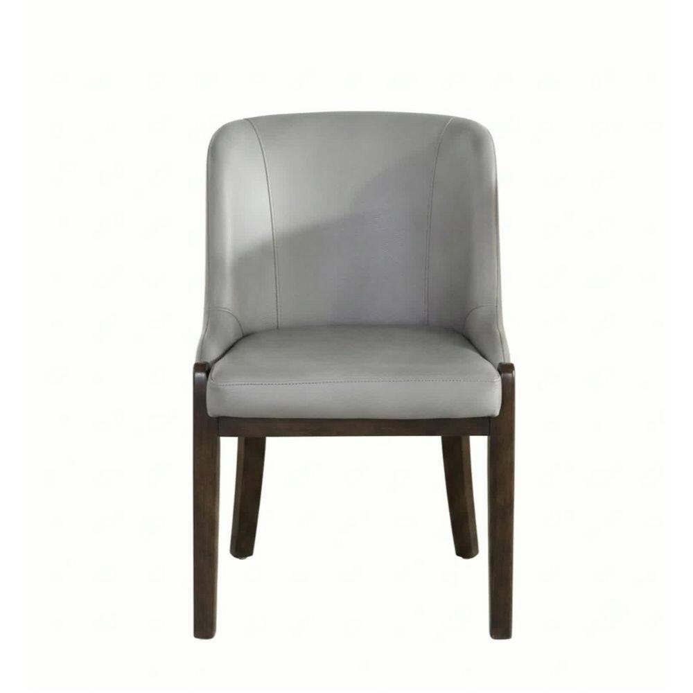 Flora Walnut Gray Leather Side Chair Set of 2 price history on PriceWatchPro