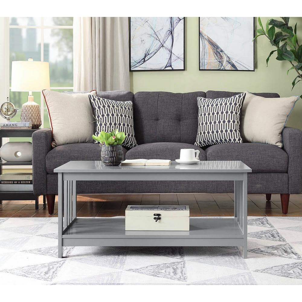 Gray Rectangular Wood Mission Coffee Table