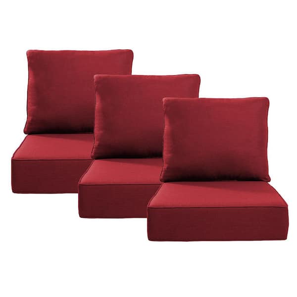 24 in. x 24 in. x 6 in. 6-Piece CushionGuard Outdoor Thicken Sofa Deep Seat Replacement Cushion Set in Red
