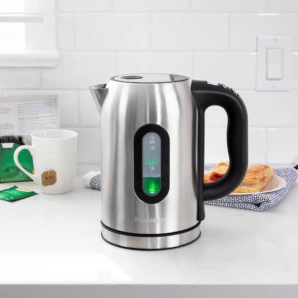 Kenmore Double-Walled Glass Electric Kettle 1.7L, Digital Temperature Control with 4 Pre-Sets, Black