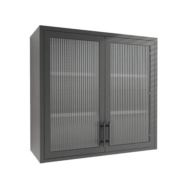 11.80 in. W x 31.50 in. D x 30.00 in. H Bathroom Storage Wall Cabinet in Black