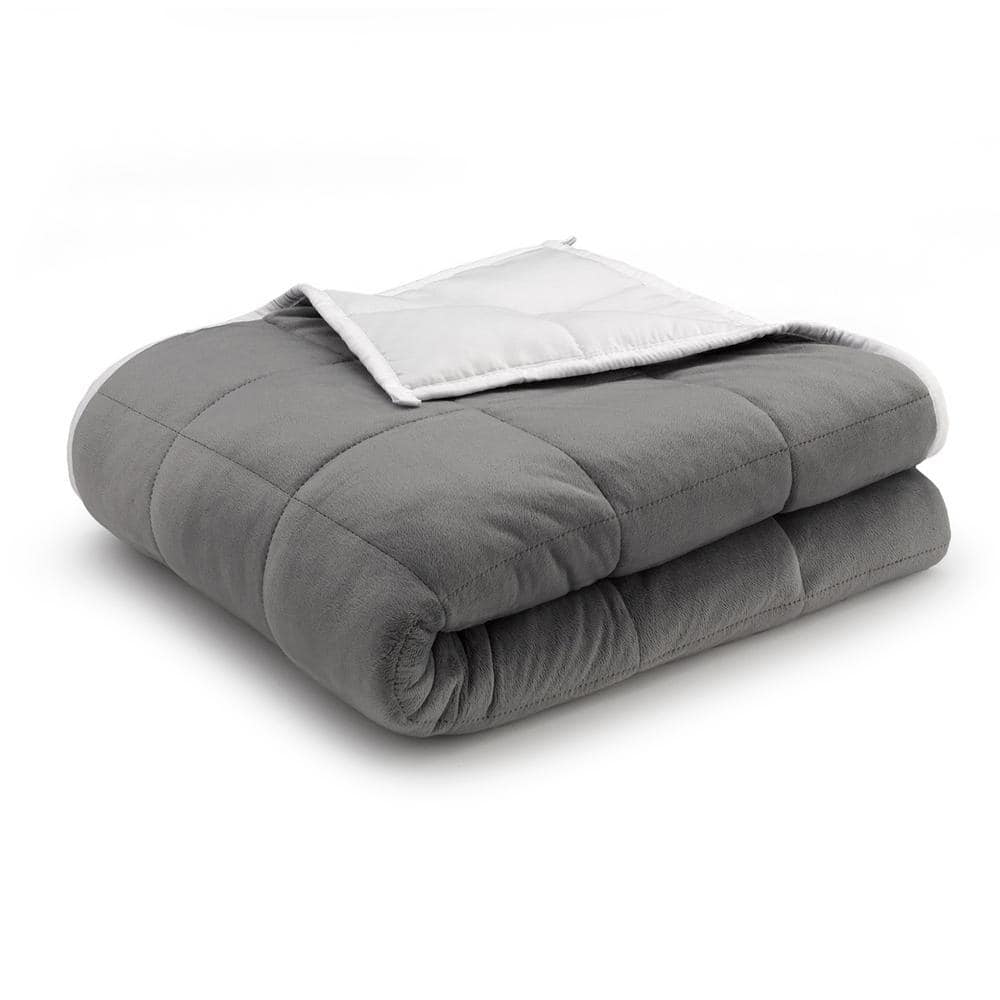 ELLA JAYNE AntiAnxiety Grey/White Reversible Polyester 48 in. x 72 in. 20 lb. Weighted Blanket